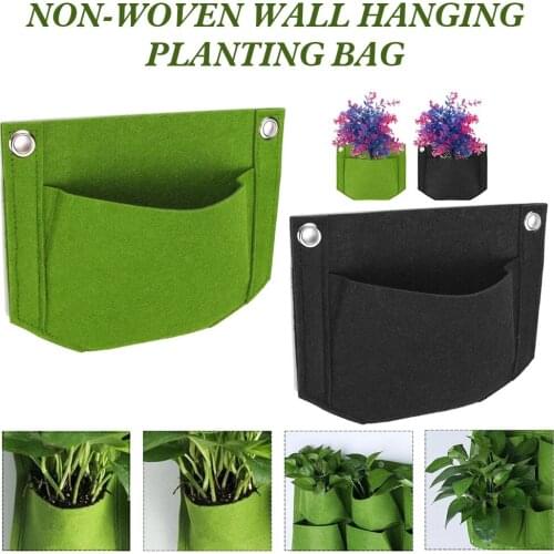 Non-woven Plant Grow Bags Thickened Non-Woven Fabric Planting Growth Bags Vertical Wall Garaden for Indoor and Outdoor 6.3"x7.9"