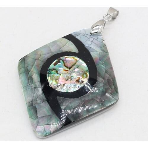 New Natural Abalone Shell Temperament Pendants Fashion Unisex Rhombus Charm Pendant for Jewelry Making DIY Necklace Gift 45x60mm