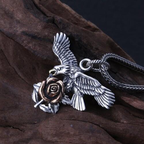New Popular Personality Rose Eagle Pendant Mens and Womens Fashion Pendant Jewelry Gift