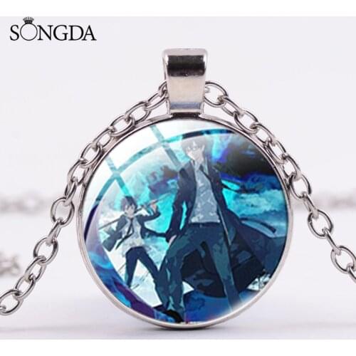 Anime Blue Exorcist Pendant Necklaces Art Photo Cartoon Pattern Glass Dome Cabochon Pendant Choker Women Jewelry Gift For Fans