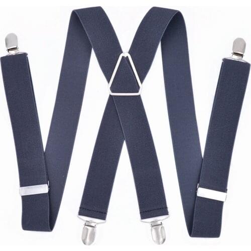 Large Size Suspenders big Men Adjustable Elastic X Back Pants Women Suspender for Trousers 55 Inch Clips on dark Gray