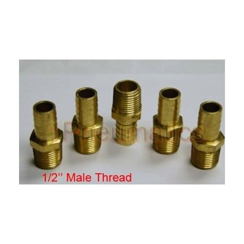 Free Shipping 100PCS/LOT 1/2'' Male Thread Straight Brass Fittings Male Hose Barb Hose