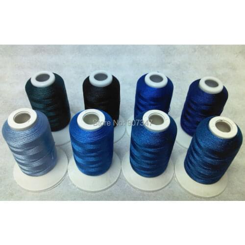 The Blue of the Deep Ocean Series Computer Machine Embroidery Thread Filament 100% Polyester 500m Mini Spools *8 ,Free Shipping