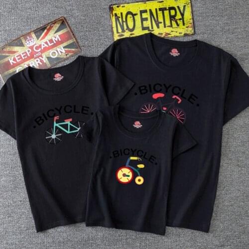 TUONXYE Family Matching Clothes Mother Daughter Son Outfits Women Mom Short Sleeves Baby Girl Boys Bicycle T Shirt