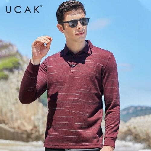 UCAK Brand Spring Autumn New Arrivals High Quality Casual Cotton Turn-down Collar Long Sleeve Polo-Shirt Men Clothing U5355