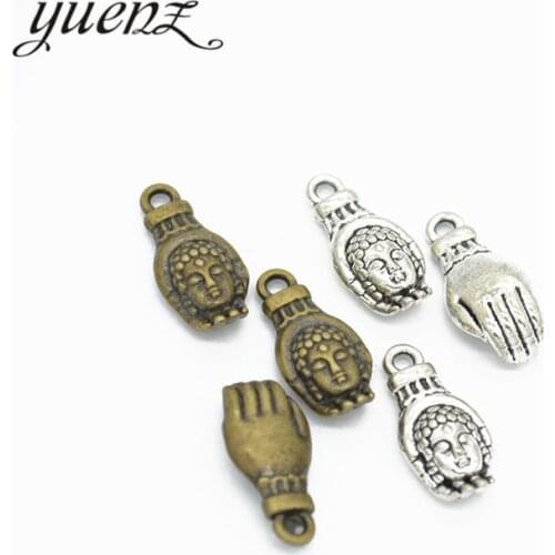 YuenZ 10pcs Antique Silver color Plated Buddha head Charms Pendants Jewelry Making Bracelet Accessories Diy Crafts Handmade T68
