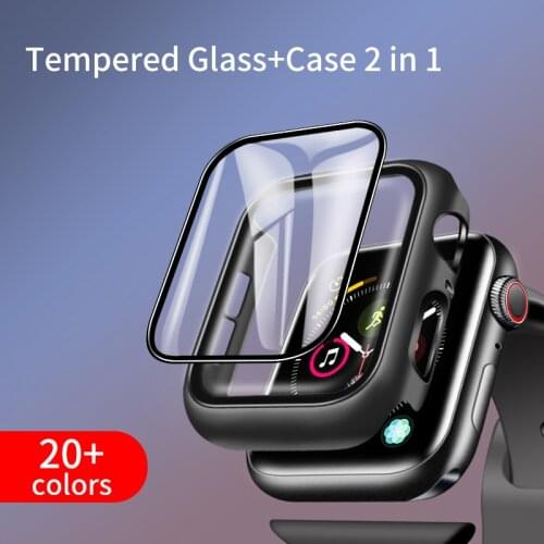 Glass+Cover For Apple Watch case 44mm 40mm 42mm 38mm iWatch case Accessorie bumper+Screen Protector Apple watch serie 3 4 5 6 SE