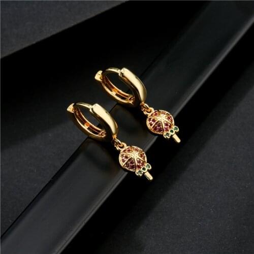 NEWBUY 2021 Fashion Cute Lollipop Design Dangle Earrings For Women Girl High Quality Gold Color Copper Wedding Earring Female