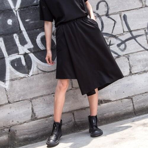 Spring and Summer 2021 in Europe and the United States new womens broad-legged trousers elastic waist irregular slimming large