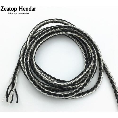 1Pcs 6N 8 Cores Black + Silver OCC Earphone Cable Supper Soft HIFI DIY Headphone Audio Wire Pure Single Crystal Copper 1.5M 5M