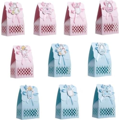 12Pcs Baby Shower Paper Candy Boxes for Baby Shower Girl Decoration Boy Girl 1st Birthday Gender Reveal Party Favors Gift Bags