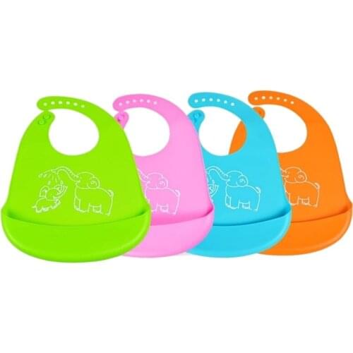 Non-Toxic Silica Gel Silica Gel Bib Infant Large Size Three-Dimensional Water-Proof Soft Cute