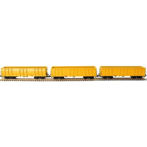 3pcs HO Scale Yellow High-side Gondola Car Wagon 1:87 Railway Transporter Rolling Stock Container Carriage Freight Car C8742