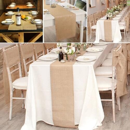30x275cm Christmas Home Decorations Vintage Burlap Hessian Table Runner Natural Jute Country Wedding Home Textiles Table Runners