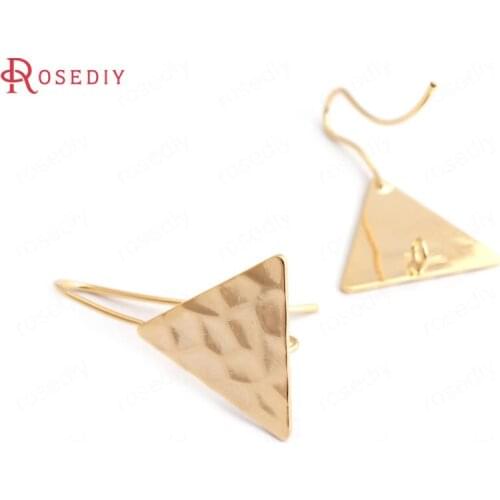 35212)10PCS 31MM Triangle 20x17.5MM 24K Gold Color Brass Triangle Earrings Hooks High Quality Diy Jewelry Findings Accessories