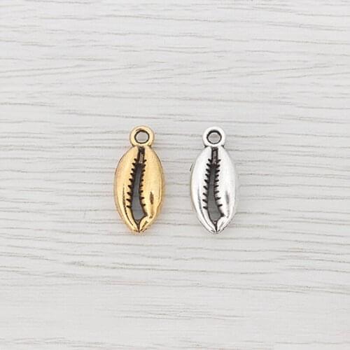 50 x Tibetan Silver/Gold Cowrie Shell Charms Pendants Beads Fit DIY Bracelet Earrings Jewelry Making Accessories 18x8mm