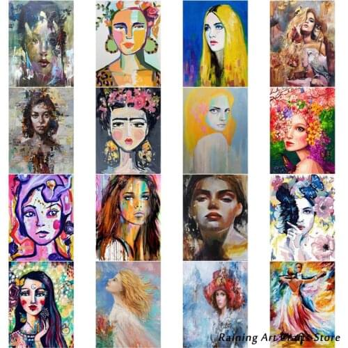 5D Diy Diamond Painting Vintage Abstract Woman Portrait Embroidery Full Round Square Drill Rhinestones Cross Stitch Mosaic Decor