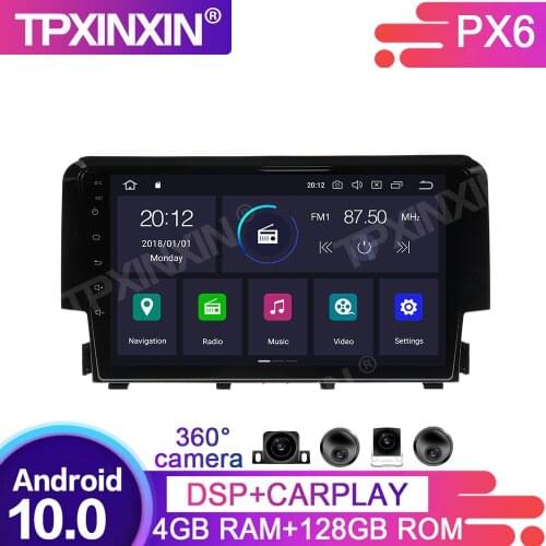 4G+64G Android 10 For Honda Civic 2016-2018 Car Multimedia Player GPS Navigation Head Unit Auto Radio Audio Stereo Tape Recorder