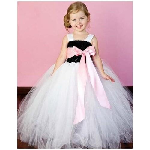 White bridesmaid fluffy ball gown princess birthday tutu tulle baby flower girl wedding dress evening prom cloth party dresse