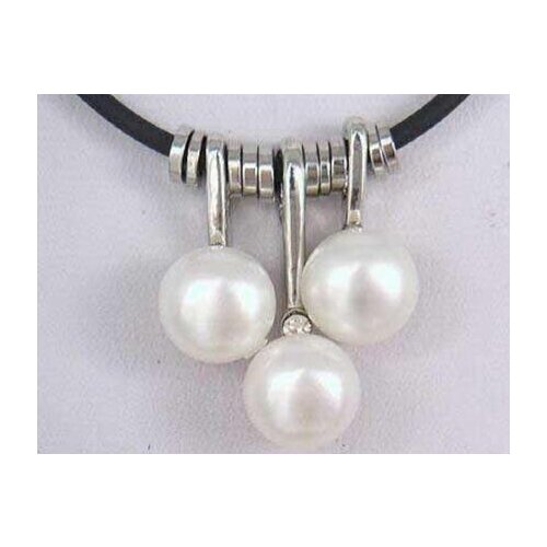 Free Shipping >>>>> Fashion, Ladies,white cultured Pearl Pendant Leather Necklace