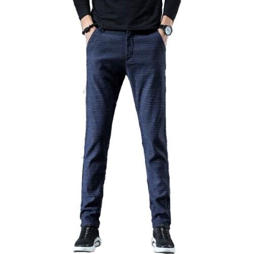 Free shipping 2019 autumn mens casual pants classic simple slim cotton pants elastic feet pants