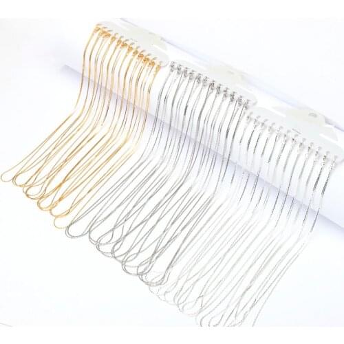 New 12pcs Gold/Silver/Rhodium 40cm Length Lobster Clasp Metal Link Chain Necklace Simple Necklace Chain DIY Jewelry