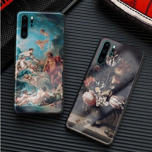 Baroque Classic painting phone case cover soft silicone glass shell for Huawei honor 8 mate p 9 10 20 30 lite pro plus nova 3 4