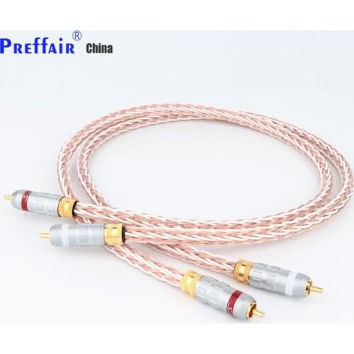 8TC 7N OCC Pure copper RCA Cable Hi-end CD Amplifier Interconnect Gold Plated2RCA to 2RCA Male Audio Cable