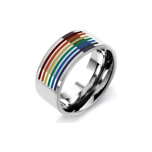2020 new 1 piece rainbow gay pride ring lesbian promise jewelry gift fashion jewelry stainless steel mens and womens rings