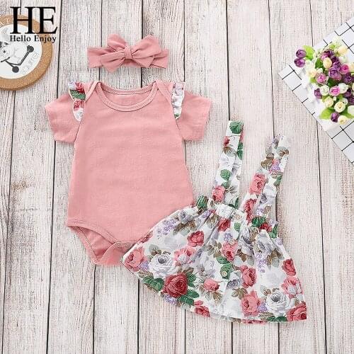 Baby Girls Clothing Sets Summer Top+Suspender Skirts+Headband 3-pieces Set Toddler Girls Clothes Kids Fashion