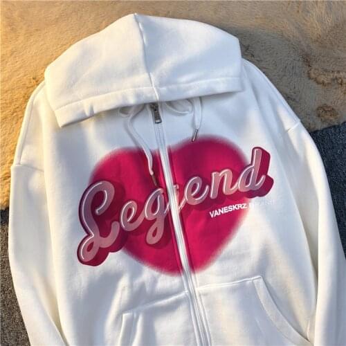 Ins American Vintage Zip Up Hoodie Jacket Coat New Hip Hop Letter Print Sweatshirt 2021 New Fashion Streetwear Hoddies for Teens