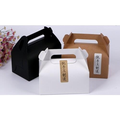 HOT SALES!! 10Pcs Paper Muffins Bakery Wrapping Packing Cupcake Candy Boxes with Handle pastries box candies pies box donuts box