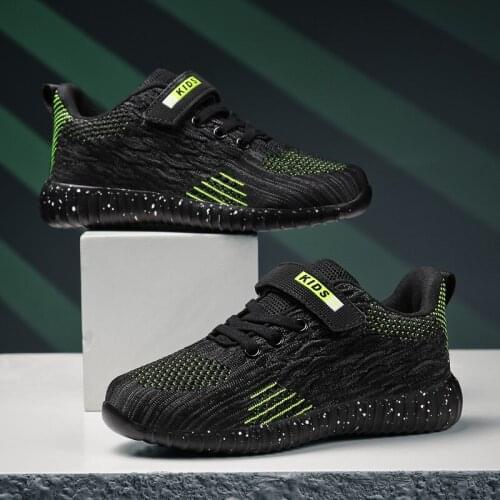 Fashion Fish scale pattern Knitted boys children sports Casual shoes Breathable soft Light Non-slip kids Coconut shoes autumn