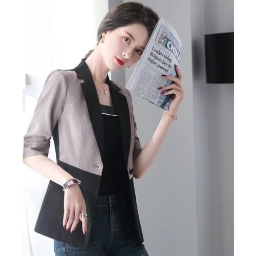 Fashion Patchwork Plus Size Womens Suit 2020 Spring and Summer Professional Wear OL Suit Top Slim Plus Size Blazer Coat k1040