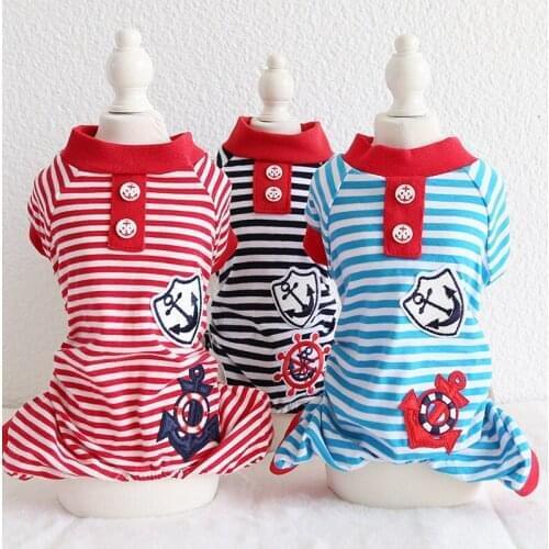 Sailor Striped Dog Jumpsuits Rompers Pet Clothes Dog Pajamas Clothing for Dogs Cats Dog Clothes Yorkie Maltese Chiwawa