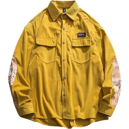 Men Shirt Loose Tops Tee Oversize Shirt Streetwear Thick Shirts Long Sleeve Male Corduroy jacket Outwear Spring Autumn Clothes