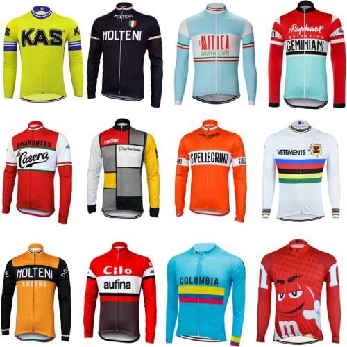 Retro team cycling jersey man long sleeve bike wear thin Outdoor sports cycling clothing MTB ropa Ciclismo Multiple choices