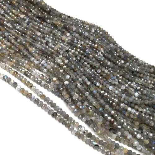 Natural Stone Faceted Round Labradorite Small Beads Loose spacer beads for Jewelry Making DIY Necklace Bracelet Accessories