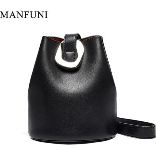 New Design Women Bucket Bag 100% Genuine Leather Fashion Women Shoulder Bag High Quality Daily Casual Shopping Bag Black Tote