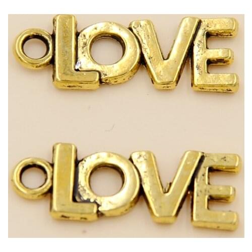 Wholesale 55pcs Tibetan Gold Alphabet Charms Pendants 21x8mm