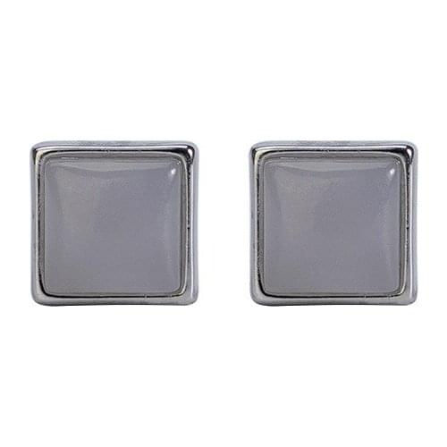 S925 sterling silver natural Hetian smoke mauve Jade stud earrings simple personalized all-match small womens square earrings
