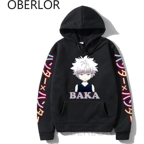 Hunter X Hunter Hoodies Killua Zoldyck Baka Classic Comic O-Neck Long Sleeves Classic Anime Japan Sweatshirts Women Clothing