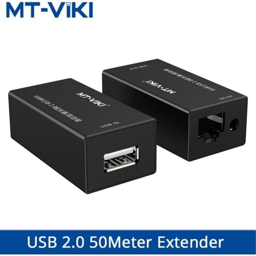 MT-VIKI USB2.0 Extender 50m network transmission signal transceiver amplifier RJ45 with power supply black MT-250FT