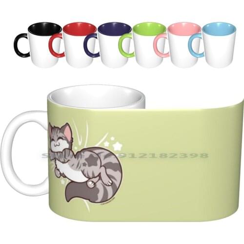 My Luna Kei-Comfy Ceramic Mugs Coffee Cups Milk Tea Mug My Luna Kei My Luna Kei Mylunakei Cat Cats Kitty Kitten Kittens Sleep