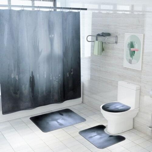 Zeegle Bath Mat and Shower Curtain Microfiber Toilet Carpet Anti Slip Mat for Bathroom Waterproof Bathroom Carpet Set