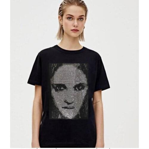 Women summer Girls Casual T-shirt Short Sleeve O Neck Loose Tshirt Tops femme Rhinestone Street wear 2021