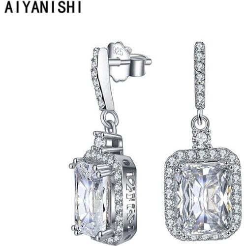 AIYANISHI 925 Sterling Silver Dangle Earrings Woman Fashion Jewelry Wedding Engagement Silver Chandelier Drop Earrings Gifts