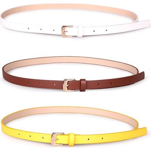 Angry Snake Womens Belt High Quality Yellow/Brown/White belt Pin-Buckle All-Match Narrow Belt Thin Ladys Belt 3pcs