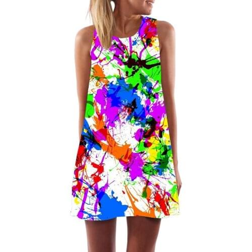 Womans Graphic Dress 3D print Rainbow sleeveless Swing Skirt Casual Gril Party Summer Beach Dress