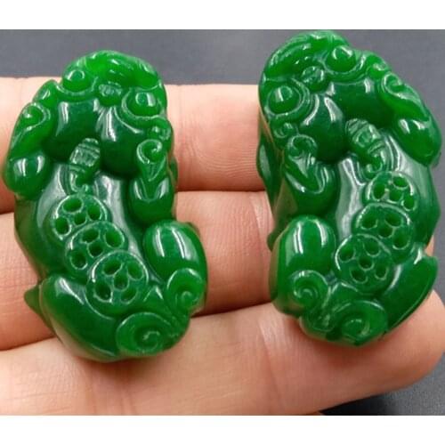 100% real green jade hetian jasper Hand-Carved Green Emerald jade Pendant lucky jade Pendant necklace for men women two pieces